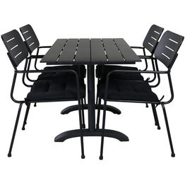 Ruokailuryhmä Venture Home, 120x70cm musta Denver-pöytä + 4 mustaa Nicke-tuolia