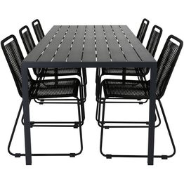 Ruokailuryhmä Venture Home, 205x90cm Break-pöytä + 6 pinottavaa Lindos-tuolia