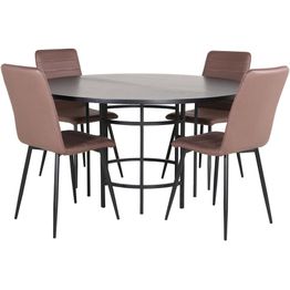 Ruokailuryhmä Venture Home, ⌀140cm musta Copenhagen-pöytä + 4 Windu Lyx -tuolia