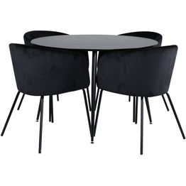 Ruokailuryhmä Venture Home, ⌀100cm Silar-pöytä + 4 Berit-tuolia