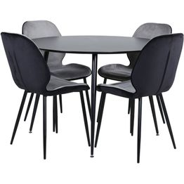 Ruokailuryhmä Venture Home, ⌀100cm Silar-pöytä + 4 harmaata Emma-tuolia