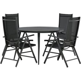 Ruokailuryhmä Venture Home, ø120cm musta Break-pöytä + 4 mustaa Break-säätötuolia