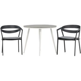 Parvekeryhmä Venture Home, ø90cm, harmaa/valkoinen Break-pöytä + 2 musta/harmaata Slit-tuolia