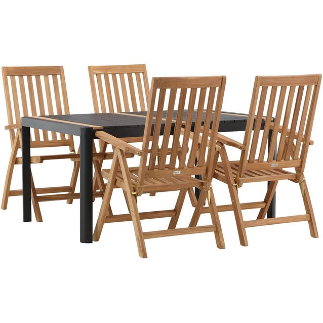 Ruokailuryhmä Venture Home, 150x100cm Togo-pöytä + 4 kokoontaitettavaa Kenya-säätötuolia