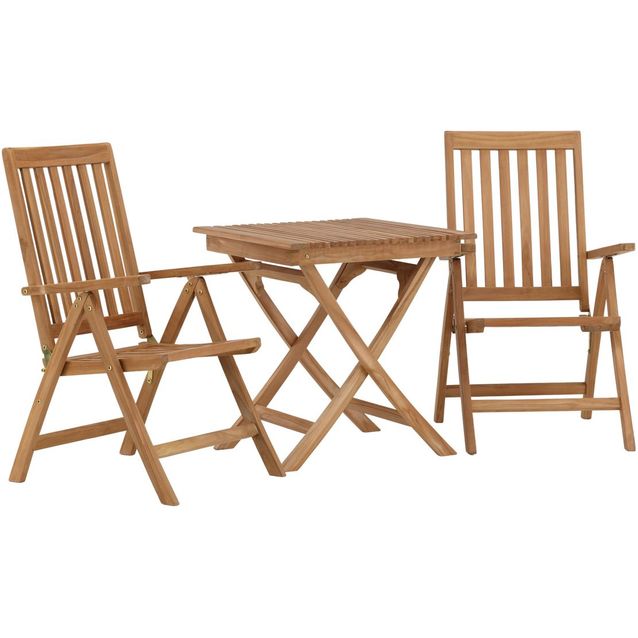 Parvekeryhmä Venture Home, 70x70cm Ghana-taittopöytä + 2 Kenya-taittotuolia, käsinojilla