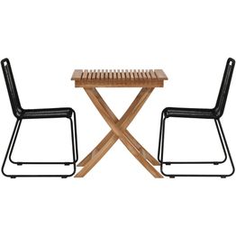 Parvekeryhmä Venture Home, 70x70cm Ghana-taittopöytä + 2 mustaa, pinottavaa Lindos-tuolia