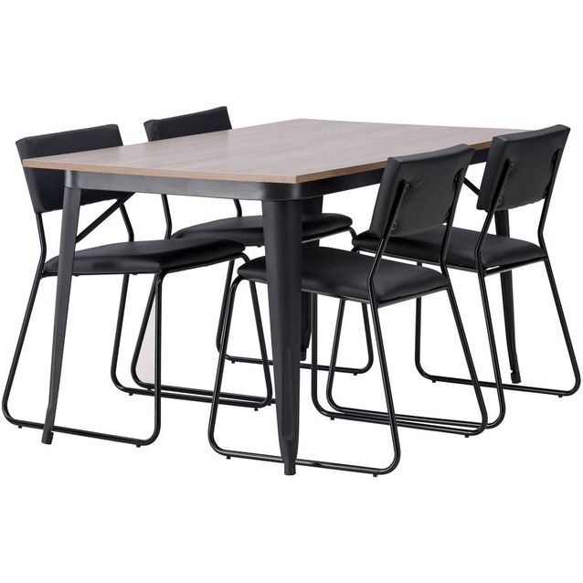 Ruokailuryhmä Venture Home, 140x80cm ruskea Tempe-pöytä + 4 mustaa Kenth-tuolia