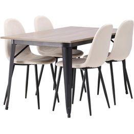 Ruokailuryhmä Venture Home, 140x80cm ruskea Tempe-pöytä + 4 Polar-tuolia, sametti