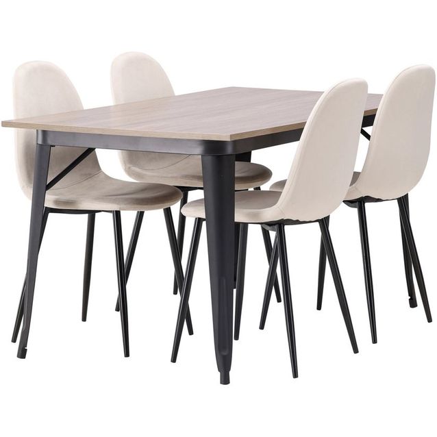 Ruokailuryhmä Venture Home, 140x80cm ruskea Tempe-pöytä + 4 Polar-tuolia, sametti