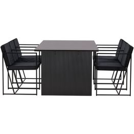 Ruokailuryhmä Venture Home, 200x100cm musta Vail-pöytä + 6 mustaa Richmond-tuolia, sametti