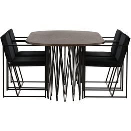 Ruokailuryhmä Venture Home, 220x100cm ruskea Stone Oval -pöytä + 4 mustaa Richmond-tuolia, sametti
