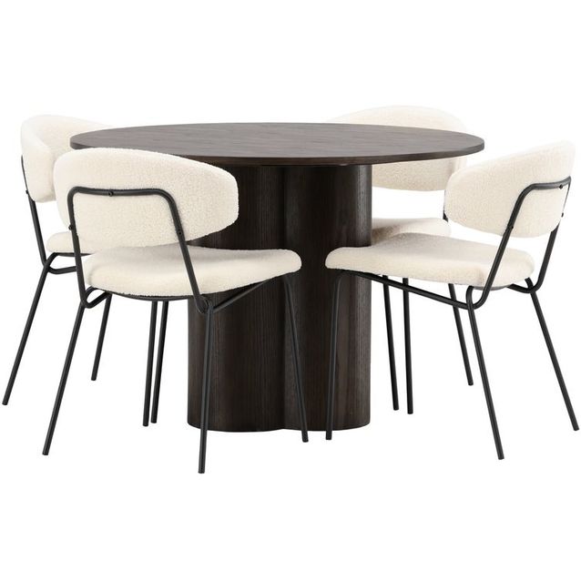 Ruokailuryhmä Venture Home Olivia-pöytä + 4 valkoista Chico-tuolia