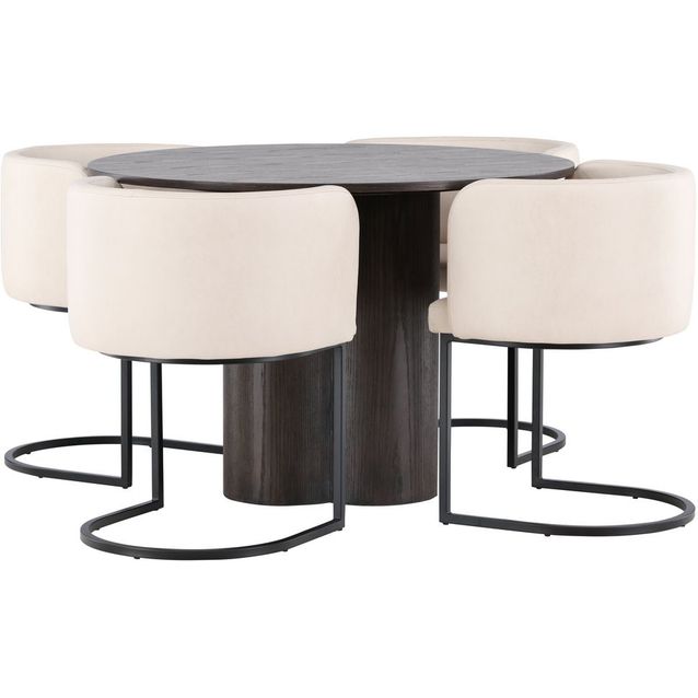 Ruokailuryhmä Venture Home, Olivia-pöytä + 4 beigeä Simrishman-tuolia