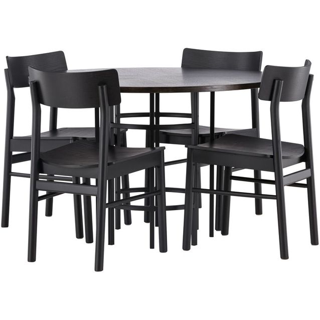 Ruokailuryhmä Venture Home, ⌀115cm Copenhagen-pöytä + 4 Montros-tuolia