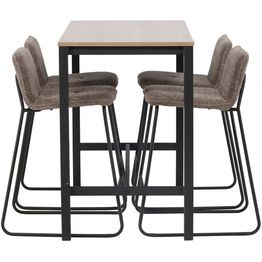 Baaripöytä Venture Home Camden + 4 tummanharmaata Bisbee-tuolia