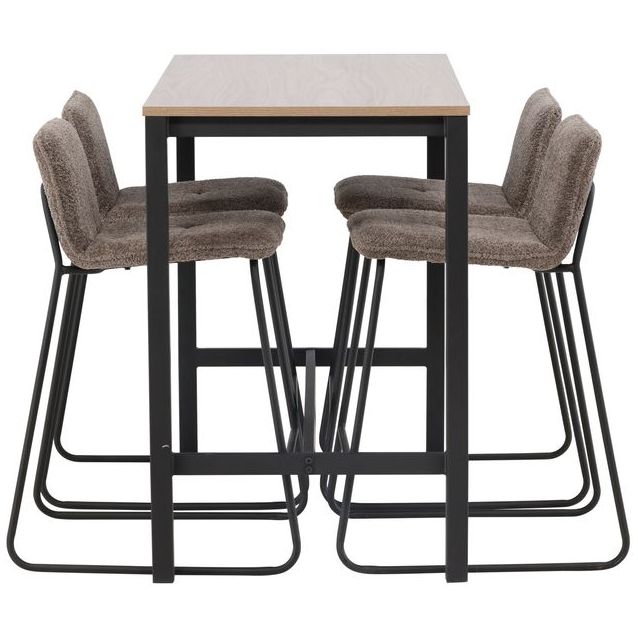 Baaripöytä Venture Home Camden + 4 tummanharmaata Bisbee-tuolia