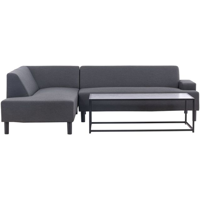Kulmasohva ja sohvapöytä Venture Home Mecka, 3-istuttava, tummanharmaa
