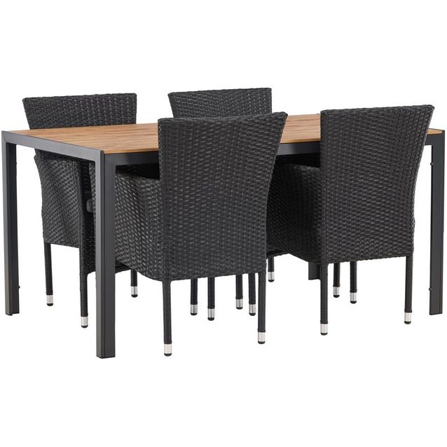 Ruokailuryhmä Venture Home, 150x90cm ruskea/musta Break-pöytä + 4 Malina-tuolia