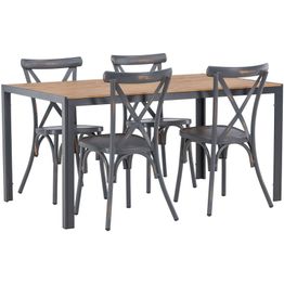 Ruokailuryhmä Venture Home, 150x90cm ruskea/musta Break-pöytä + 4 mustaa Tablas-tuolia