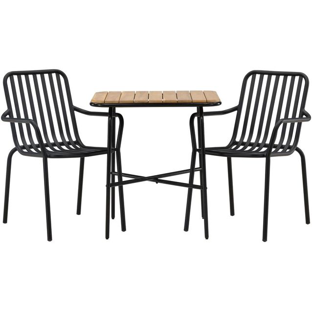 Parvekeryhmä Venture Home, 88x70cm Holmbeck-pöytä + 2 mustaa Peking-tuolia