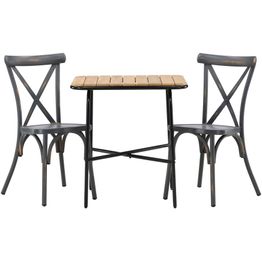 Parvekeryhmä Venture Home,  88x70cm Holmbeck-pöytä + 2 mustaa Tablas-tuolia