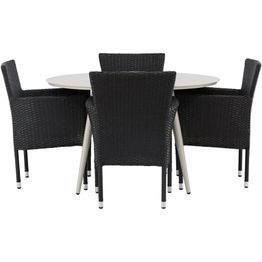 Ruokailuryhmä Venture Home, ø120cm, beige Lina-pöytä + 4 Malina-tuolia