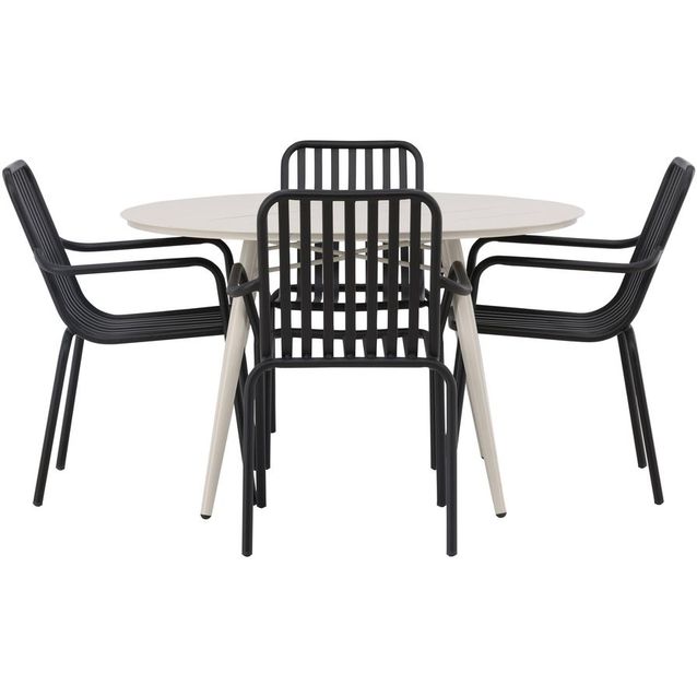 Ruokailuryhmä Venture Home, ø120cm, beige Lina-pöytä + 4 Peking-tuolia