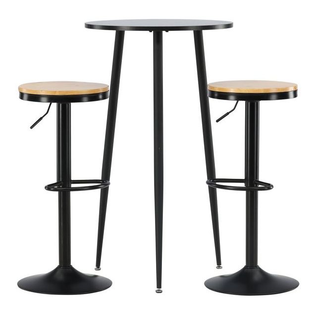 Baaripöytä Venture Home Plaza + 2 Conway-tuolia, musta/ruskea