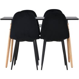 Ruokailuryhmä Venture Home, 120x60cm musta Danburi + 4 Polar-tuolia, sametti