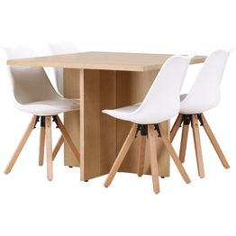 Ruokailuryhmä Venture Home Leo, 100x100cm ruskea Leo-pöytä + 4 Zeno-tuolia