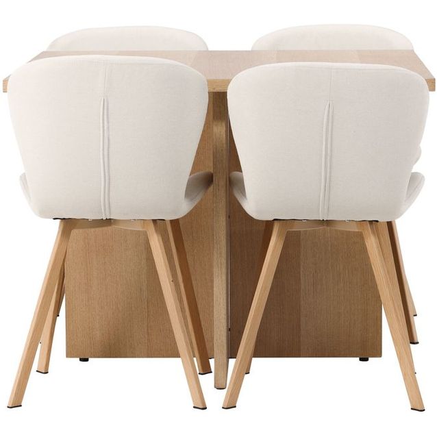 Ruokailuryhmä Venture Home, 100x100cm ruskea Leo-pöytä + 4 beigeä Lilja-tuolia