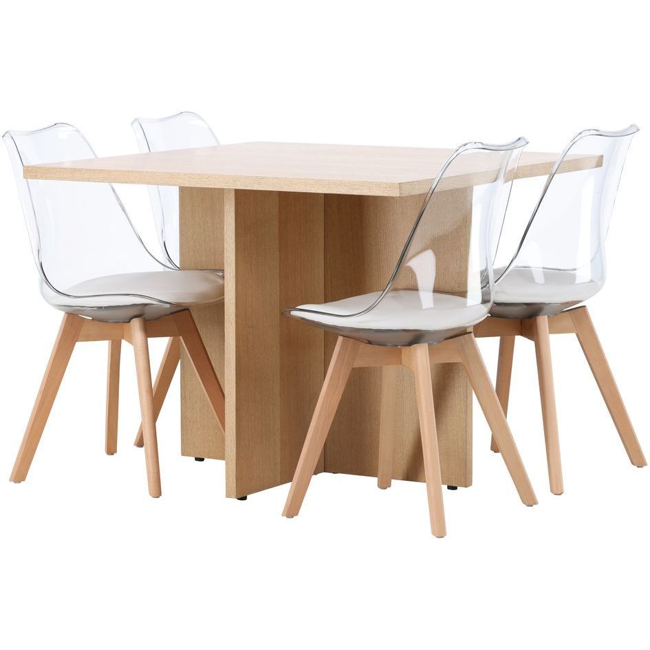 Ruokailuryhmä Venture Home Leo, 100x100cm ruskea Leo-pöytä + 4 Edvin-tuolia