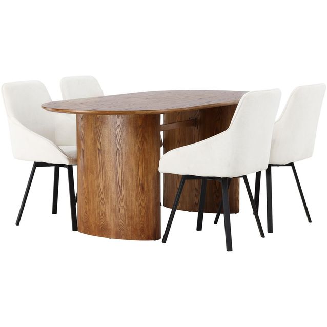 Ruokailuryhmä Venture Home, Isolde-pöytä + 4 beigeä Rosie-tuolia