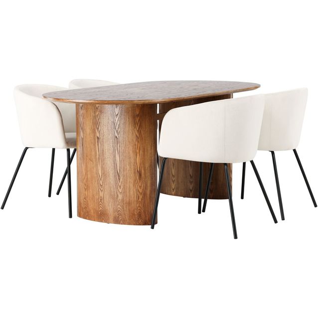 Ruokailuryhmä Venture Home, Isolde-pöytä + 4 beigeä Berit-tuolia