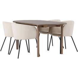 Ruokailuryhmä Venture Home, 180x90cm ruskea Andy-pöytä + 4 beigeä Berit-tuolia