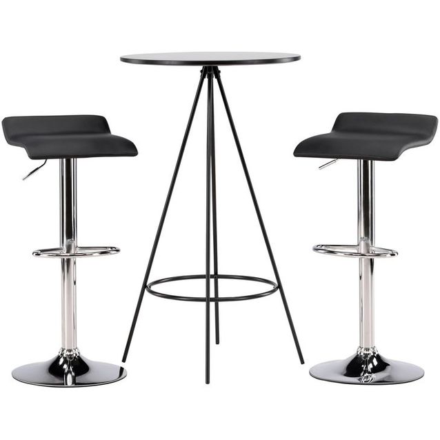Baaripöytä Venture Home Bistro + 2 Jonna -baarituolia, musta