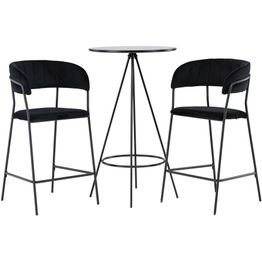 Baaripöytä Venture Home Bistro + 2 Lui -baarituolia, musta