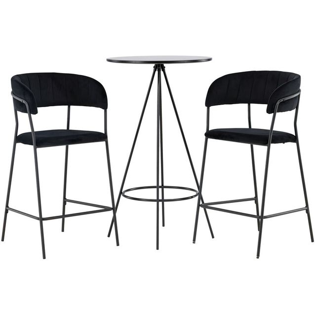Baaripöytä Venture Home Bistro + 2 Lui -baarituolia, musta