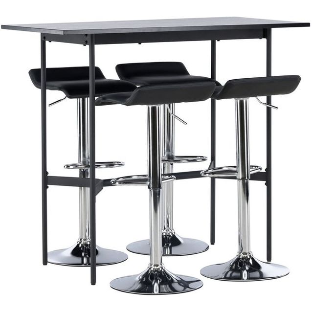 Ruokailuryhmä Venture Home, musta Rax-baaripöytä + 4 mustaa Jonna-baarituolia