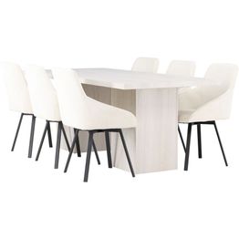 Ruokailuryhmä Venture Home, 200x90cm valkoinen Olga-pöytä + 6 Rosie-tuolia
