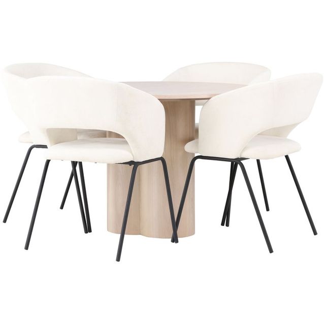 Ruokailuryhmä Venture Home, Olivia-pöytä + 4 valkoista Day-tuolia