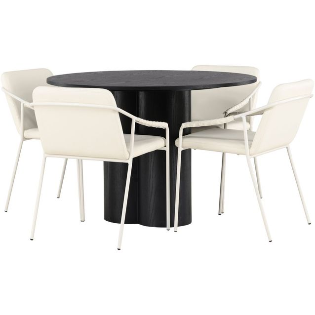 Ruokailuryhmä Venture Home, musta Olivia-pöytä + 4 beigeä Tvist-tuolia