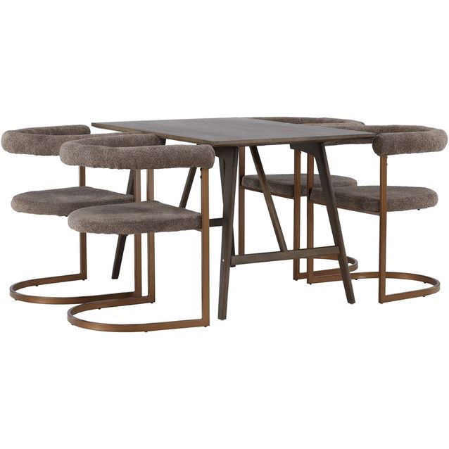 Ruokailuryhmä Venture Home, 120x80cm Kaseidon-pöytä + 4 mustaa Morning-tuolia