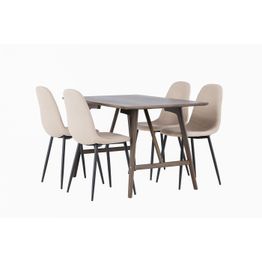 Ruokailuryhmä Venture Home, 120x80cm Kaseidon-pöytä + 4 beigeä Polar-tuolia