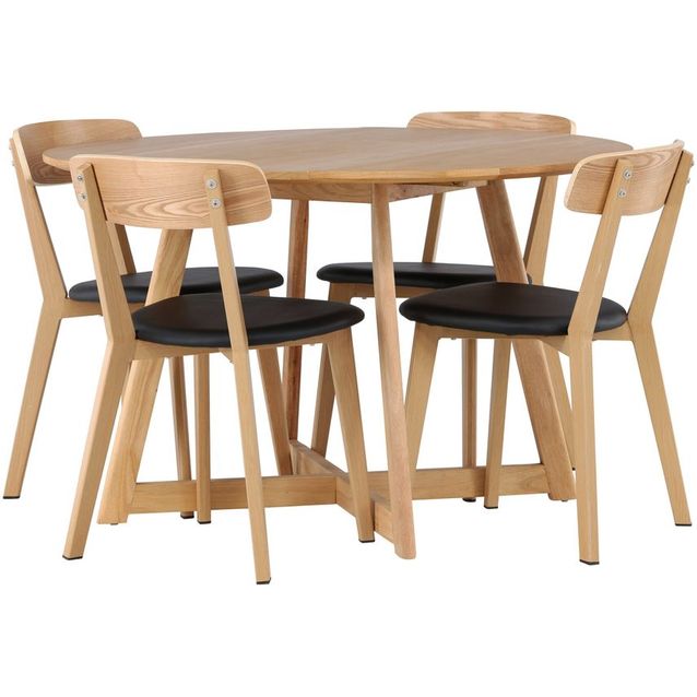 Ruokailuryhmä Venture Home, ⌀120cm Yakidon-pöytä + 4 Sanjos-tuolia