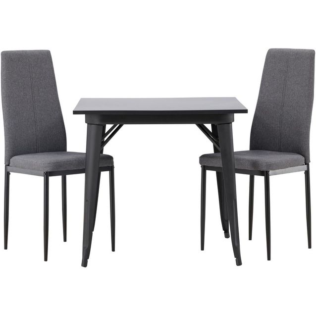 Ruokailuryhmä Venture Home, 80x80cm musta Tempe-pöytä + 2 harmaata Petra-tuolia