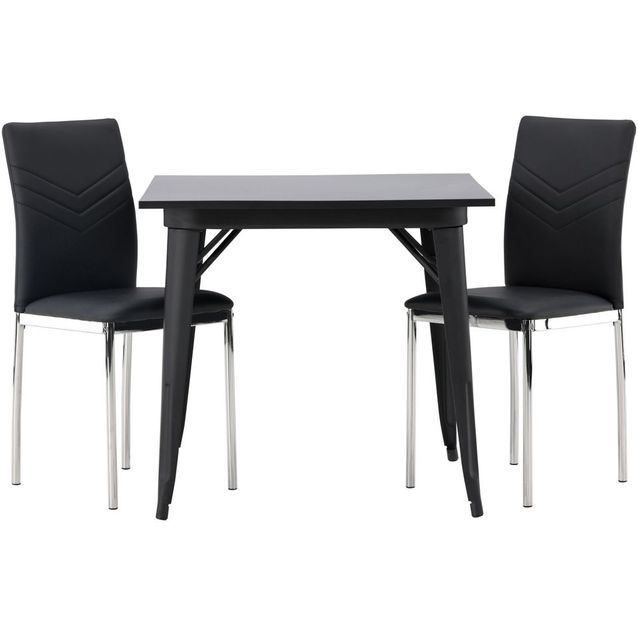 Ruokailuryhmä Venture Home, 80x80cm musta Tempe-pöytä + 2 mustaa Lily-tuolia