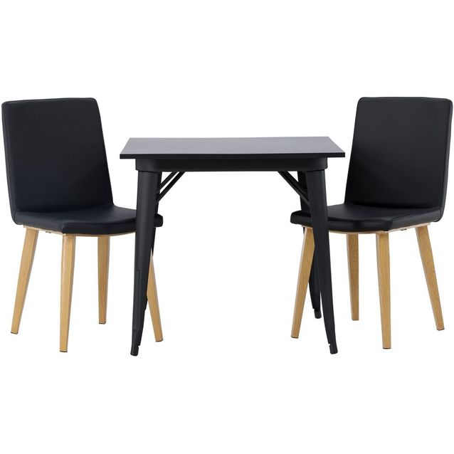 Ruokailuryhmä Venture Home, 80x80cm musta Tempe-pöytä + 2 mustaa Today-tuolia