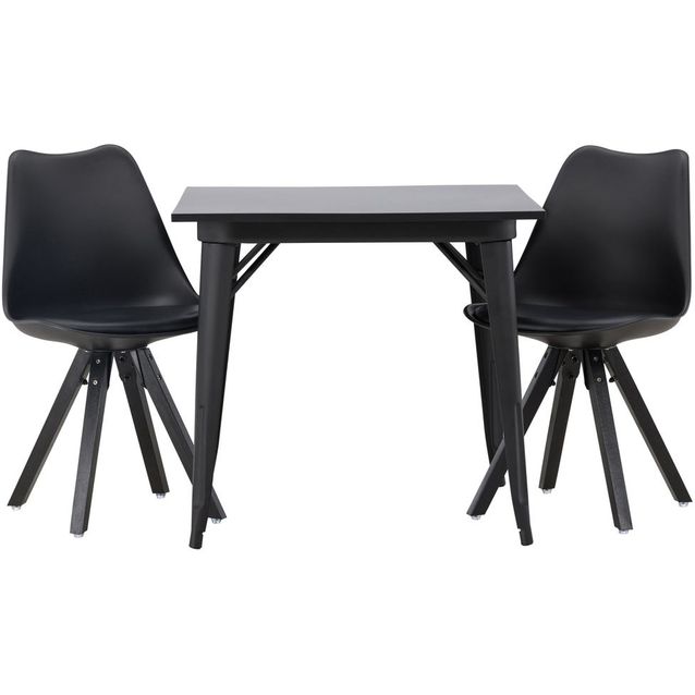 Ruokailuryhmä Venture Home, 80x80cm musta Tempe-pöytä + 2 mustaa Zeno-tuolia