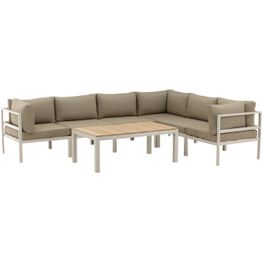 Moduulisohvaryhmä Venture Home Copacabana, 5-istuttava sohva + Brasilia-sohvapöytä, beige/valkoinen